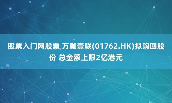 股票入门网股票 万咖壹联(01762.HK)拟购回股份 总金额上限2亿港元